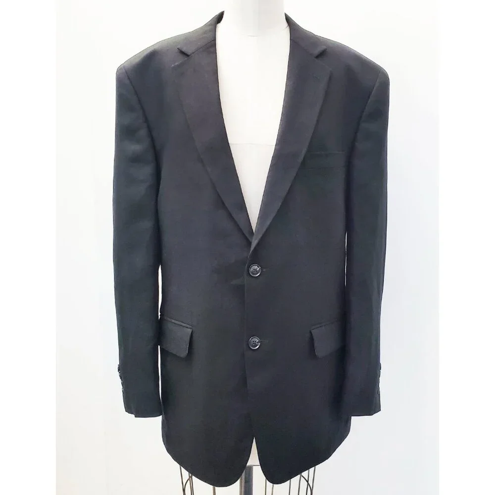 Haspel Frank Stella Mens Black 100% Linen Sport Coat Blazer Jacket 43R